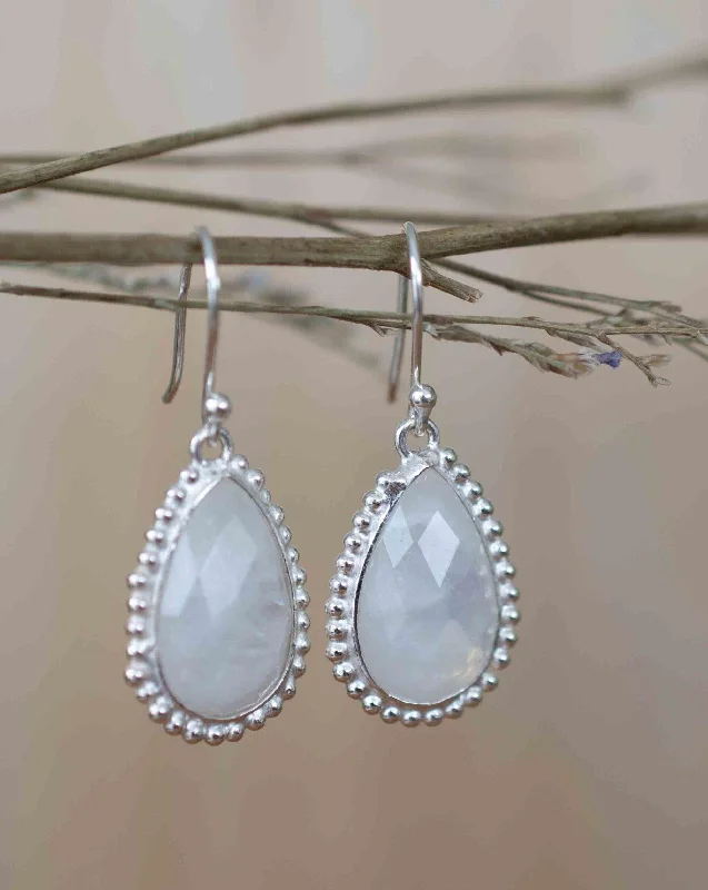 Reef design earrings-Moonstone Earrings ~ Sterling Silver 925 ~ ME195