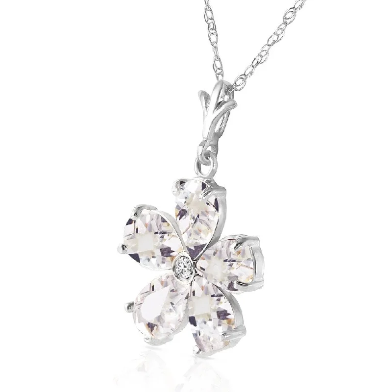 Haze glass necklaces-2.22 CTW 14K Solid White Gold Learn By Heart White Topaz Diamond Necklace