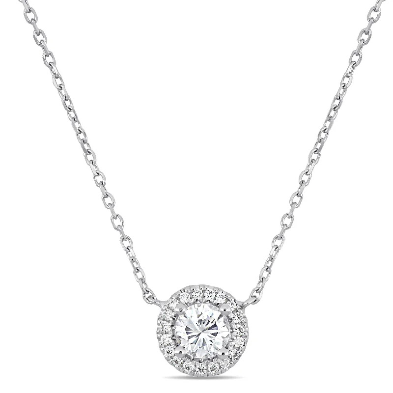 Fox charm necklaces-Miadora 14k White Gold 1/2ct TDW Diamond Halo Station Necklace