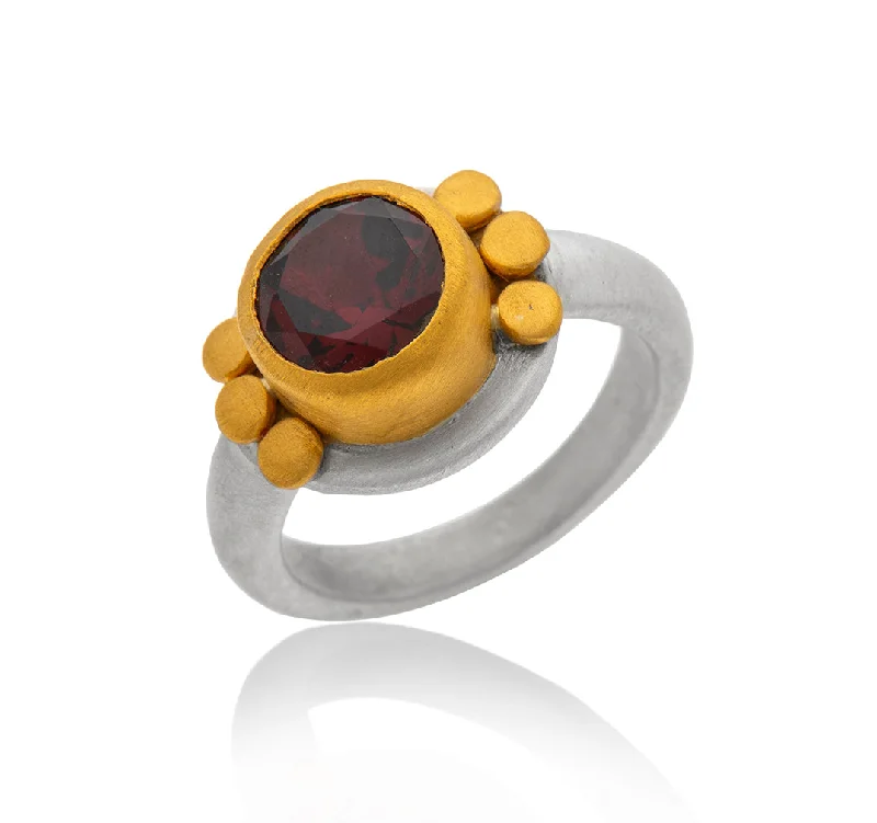 Pinch band rings-Pinch band rings-Nava Zahavi Yellow Gold Garnet Tie Ring