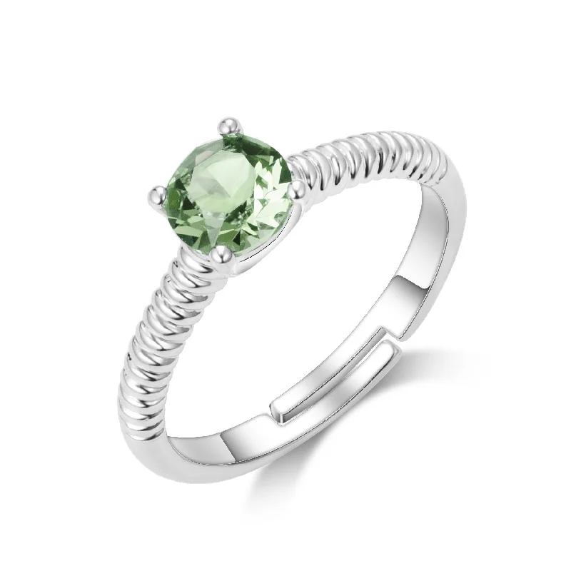 Bead trim rings-Bead trim rings-Light Green Adjustable Crystal Ring Created with Zircondia® Crystals