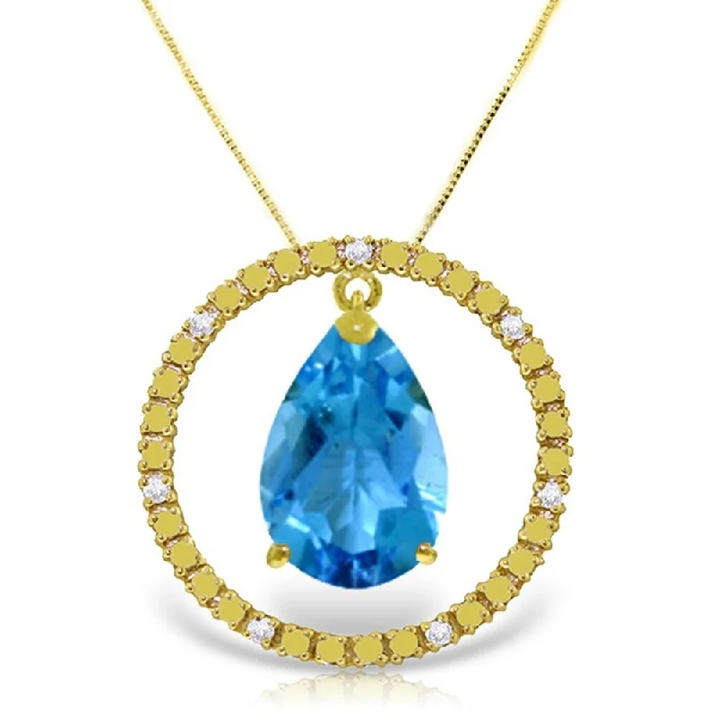 Soft silk necklaces-6.6 Carat 14K Gold Diamond Blue Topaz Circle of Love Necklace