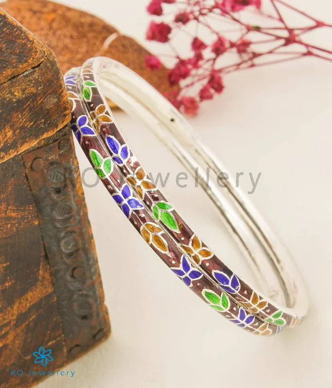 The Rutvi Silver Meenakari Bangles (Size 2.6)