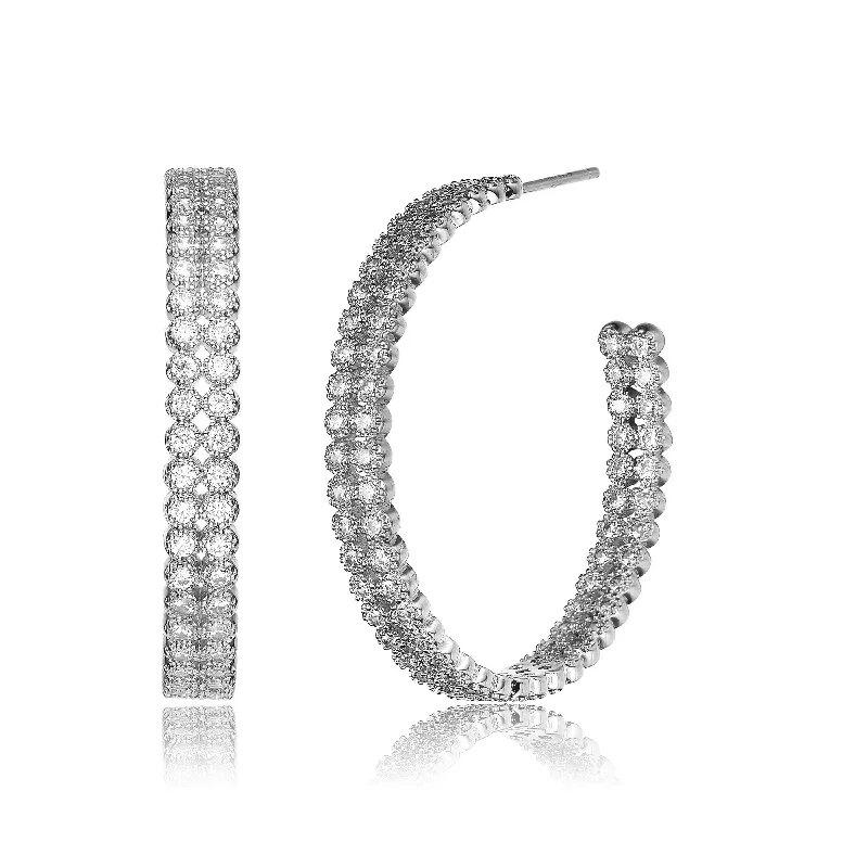 Spirit eye earrings-Cléo Double Row Open Hoop Earrings