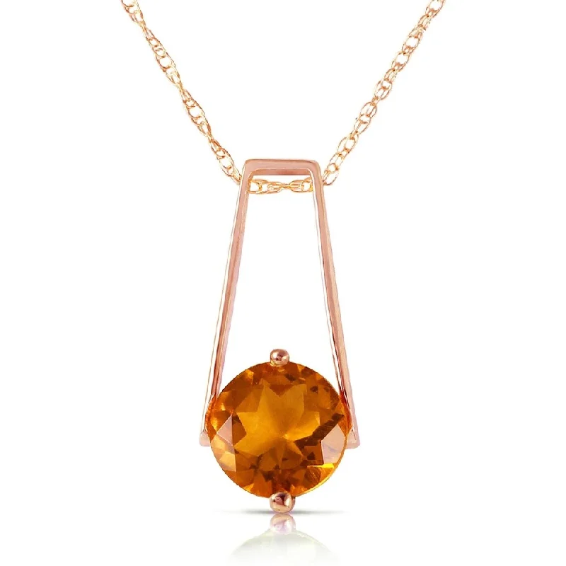 Oval gem necklaces-1.45 Carat 14K Solid Rose Gold Lullaby Citrine Necklace