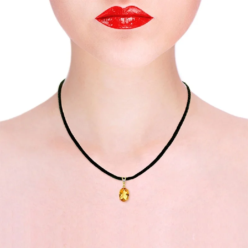 Wave motif necklaces-7.56 CTW 14K Solid Gold Gratitude Citrine Diamond Necklace