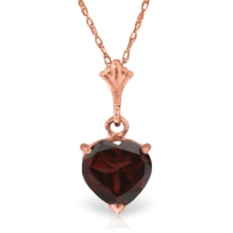 Thick collar necklaces-1.15 Carat 14K Rose Gold Lonely Heart Garnet Necklace