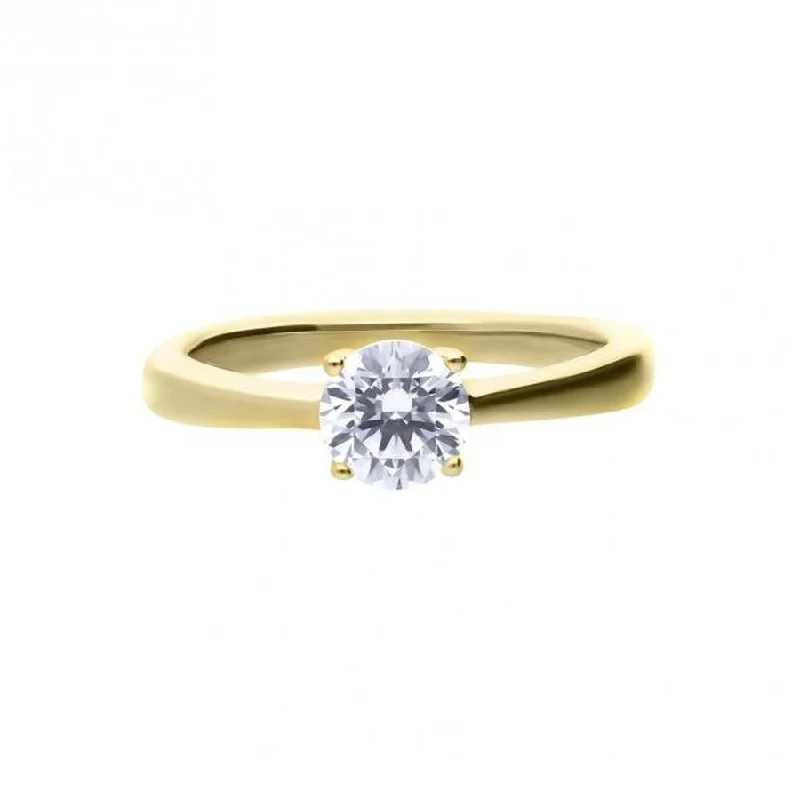 Gold Plated Silver 0.75ct Cubic Zirconia Solitaire Ring, size O 1/2