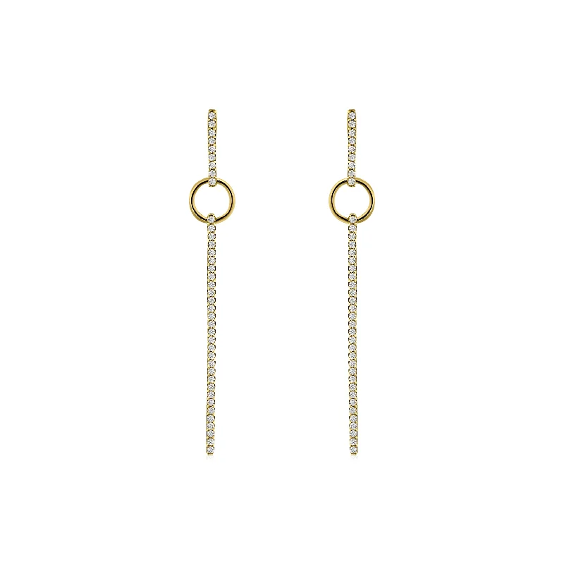 Two-tone earrings-Two Tone Diamond Line Earrings