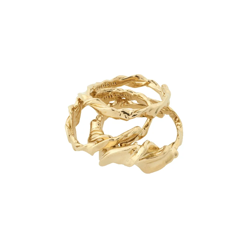 Bow design rings-Bow design rings-STORM rings 3-in-1 set gold-plated