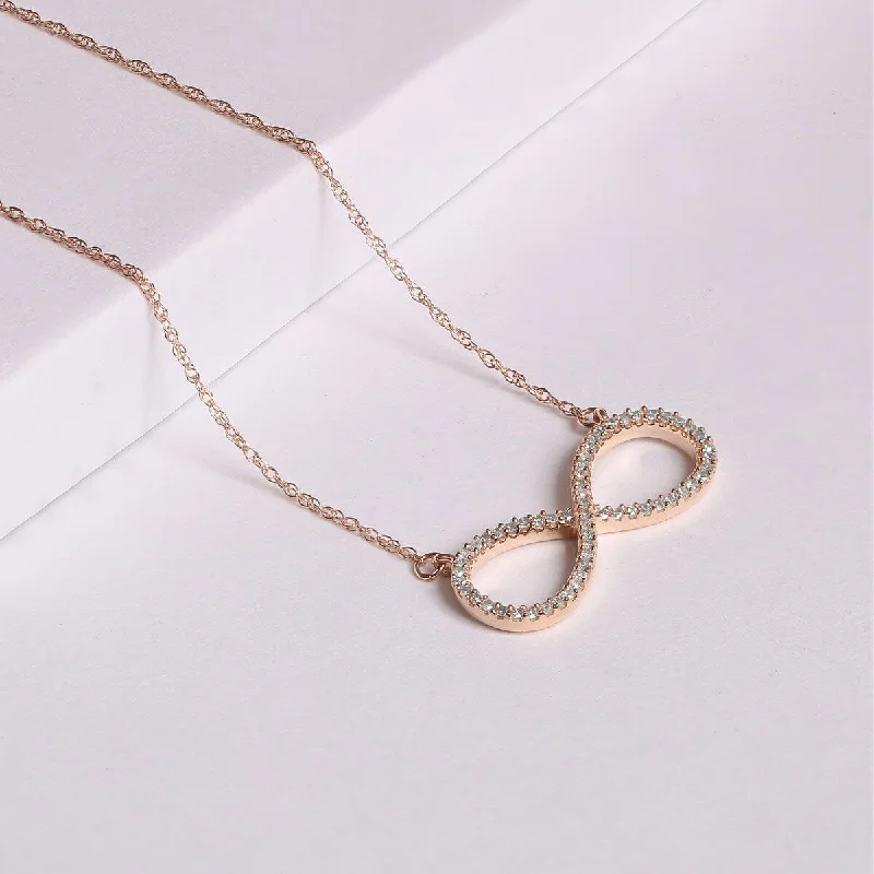 Cotton braid necklaces-De Couer 10k Gold 1/6ct TDW Diamond Infinity Loop Necklace