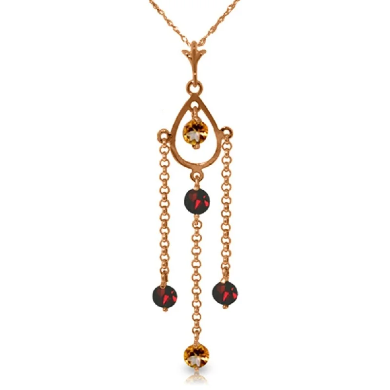 Radiant charm necklaces-14K Rose Gold Necklace w/ Natural Citrine & Garnet