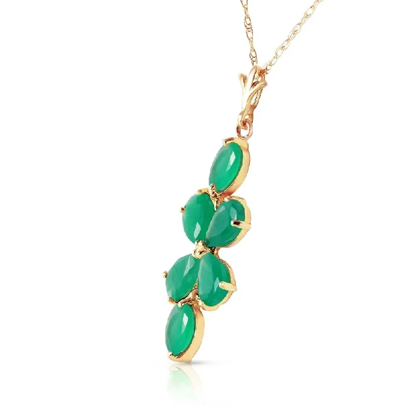 Nine-strand necklaces-3.15 Carat 14K Solid Gold Spring Overflow Emerald Necklace