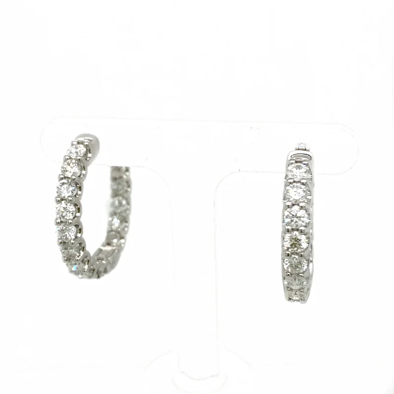 Radiant star earrings-3.00ct In & Out Diamond Hoops