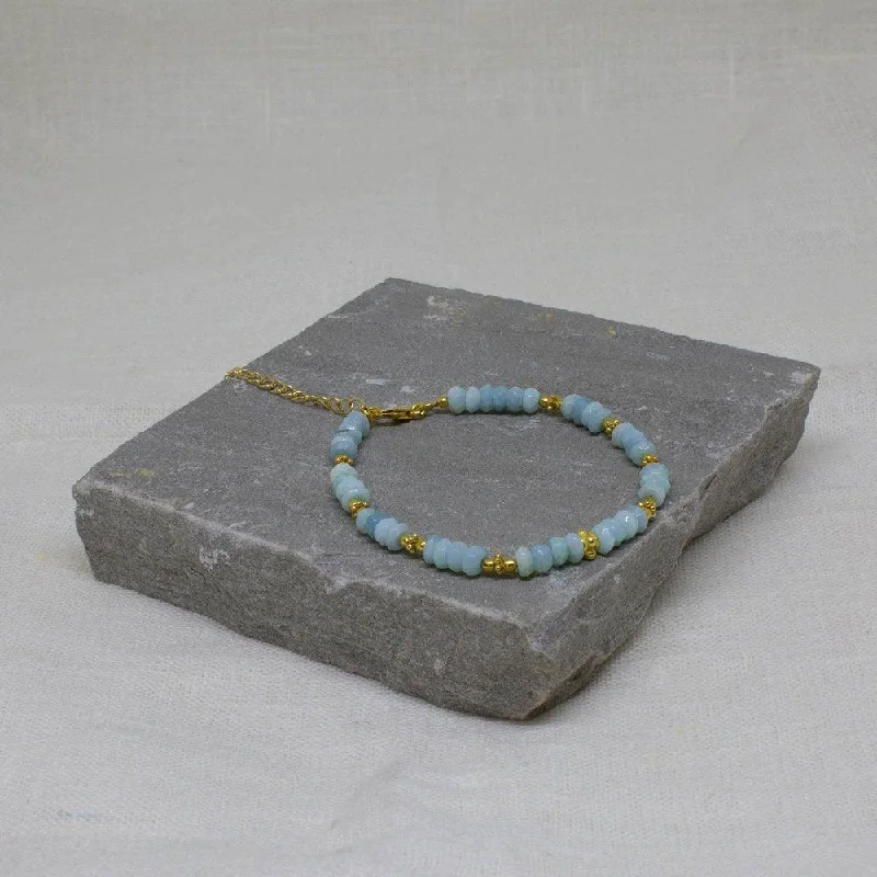 Aqua Blue Opal 18ct Gold Vermeil Bracelet