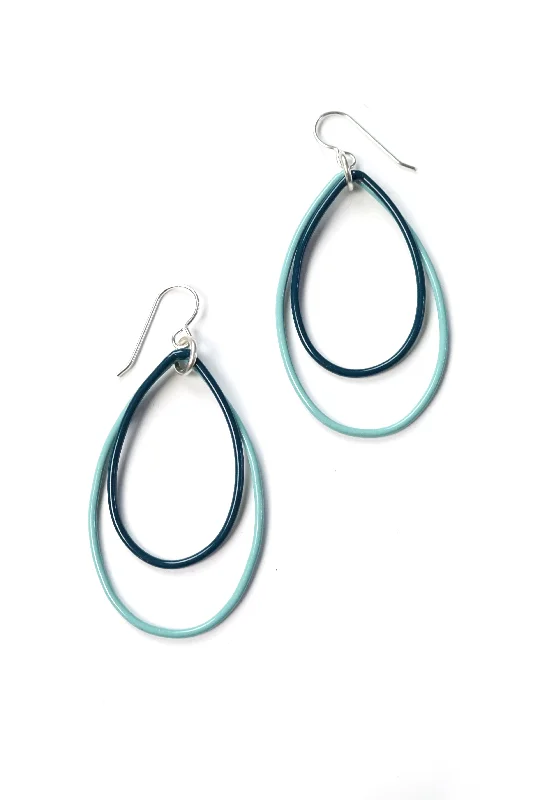 Tiny dot earrings-Eva earrings in Faded Teal and Deep Ocean