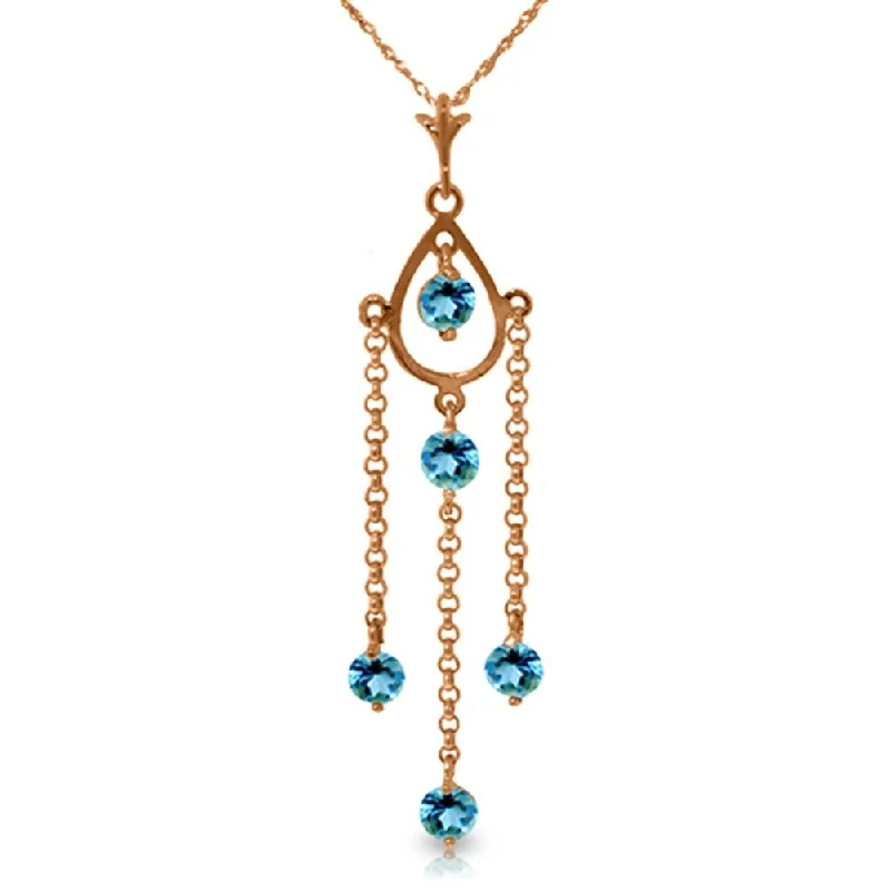 Swirl design necklaces-14K Rose Gold Blue Topaz Limited Edition Necklace