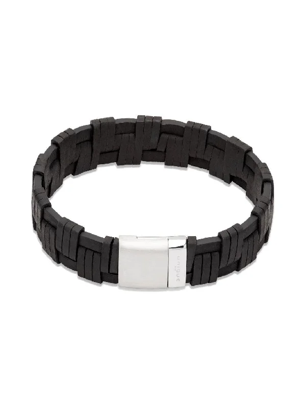 Unique & Co Leather and Stainless Steel Magnetic Clasp Bracelet