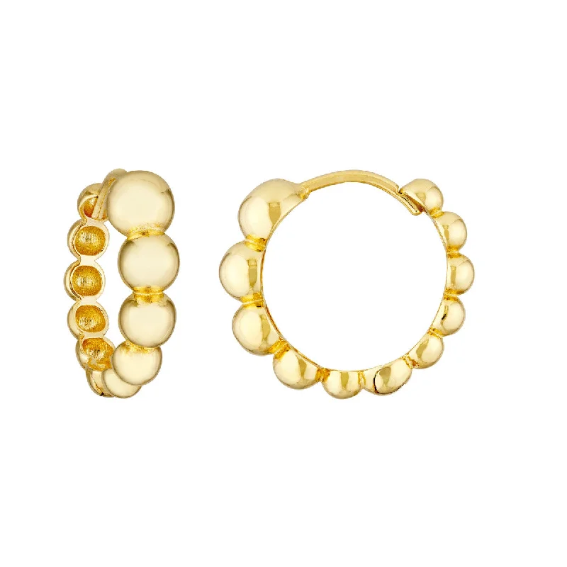 Wide hoop earrings-Puffy Gold Beaded Hoop Earrings