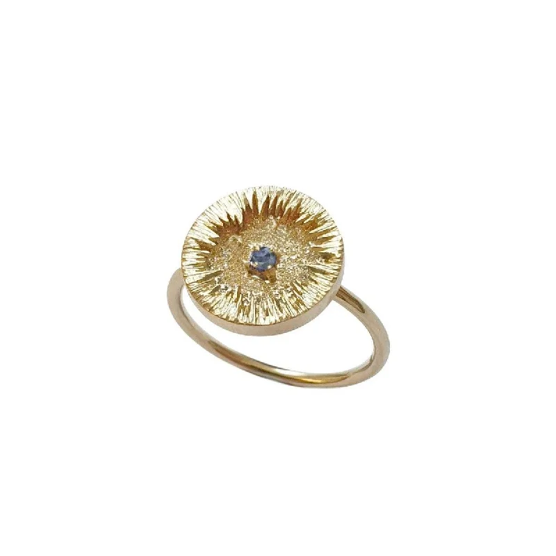 Leaf design rings-Leaf design rings-Inner Stellar Ring Blue Sapphire - 9k Gold