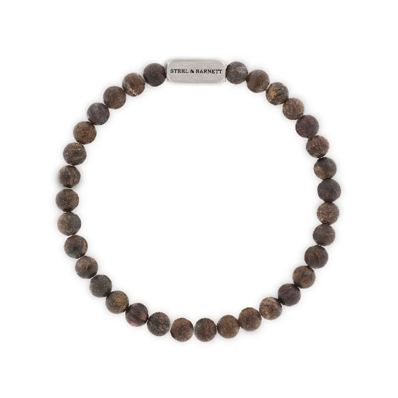 Natural Ned Bronzite Silver Gemstone Bracelet