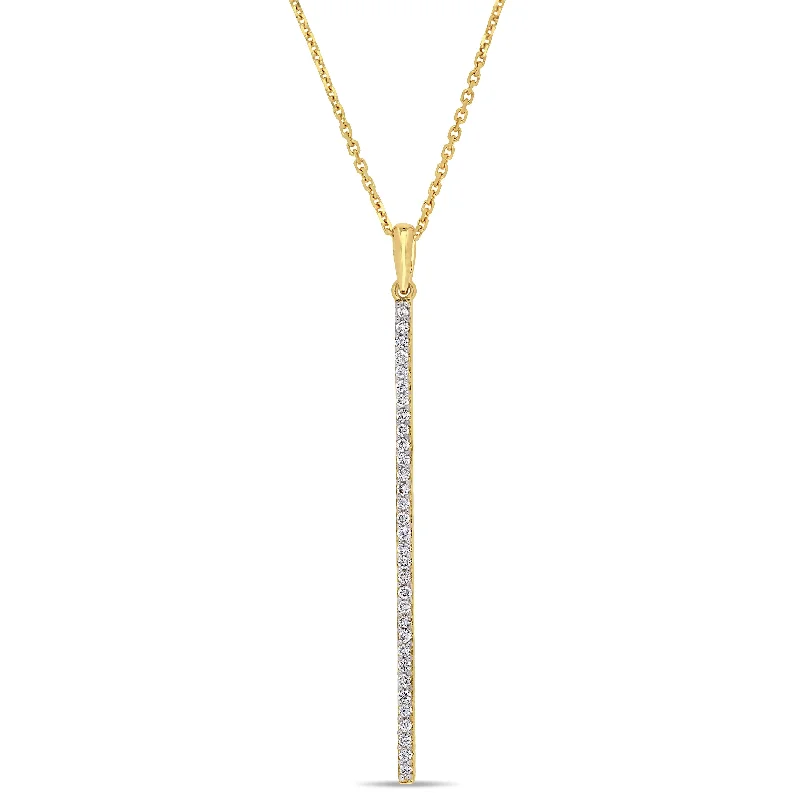 Haze glass necklaces-Miadora 14k Yellow Gold 1/6ct TDW Diamond Lariat Bar Necklace - 16 inch x 44.3 mm