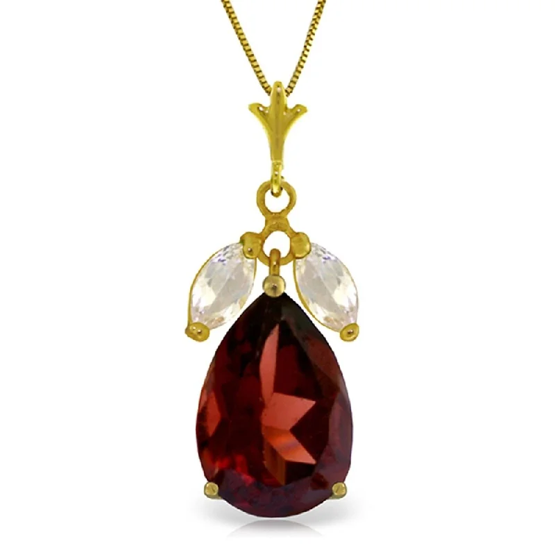 Spirit charm necklaces-6.5 Carat 14K Gold Necklace Garnet White Topaz