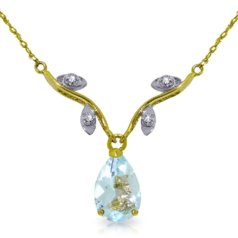 Topaz necklaces-1.52 Carat 14K Gold Necklace Natural Diamond Aquamarine