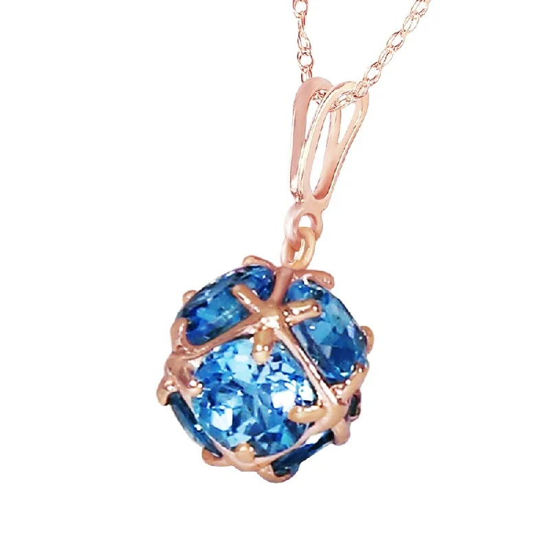 Matte gloss necklaces-14K Solid Rose Gold Necklace with Natural Blue Topaz