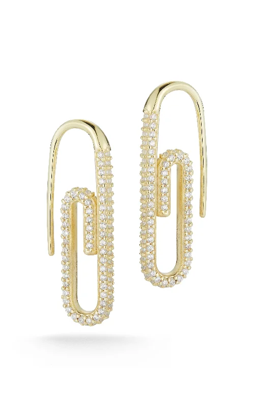 Wide cuff earrings-Pavé Paperclip Threader Earring