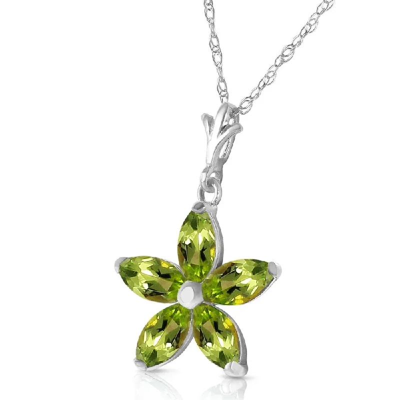 Wide chain necklaces-1.4 Carat 14K Solid White Gold La Vie Peridot Necklace