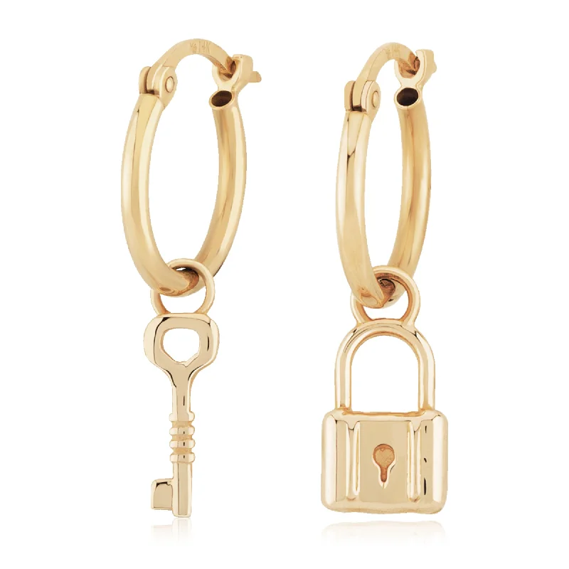 Matte texture earrings-Lock & Key Petite Hoop Earrings