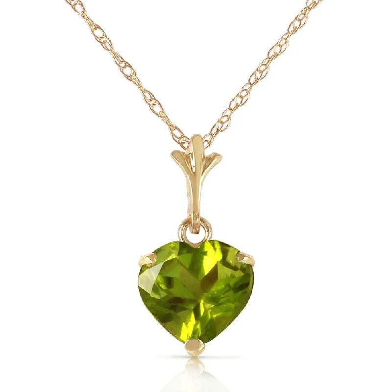 Lapis gem necklaces-1.15 Carat 14K Gold Leap of Heart Peridot Necklace