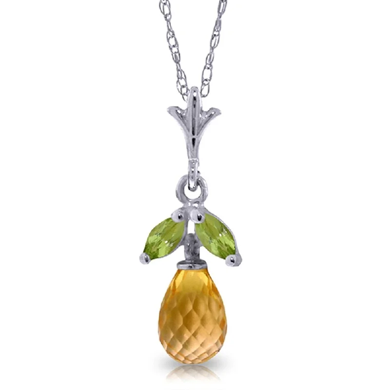 Stellar star necklaces-1.7 Carat 14K White Gold Uptown Chic Citrine Peridot Necklace