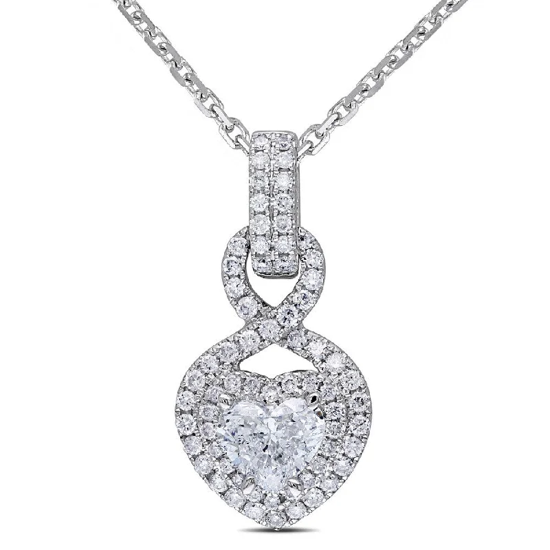 Heavy collar necklaces-Miadora 14k White Gold 1 1/4ct TDW Diamond Heart Necklace - White Gold