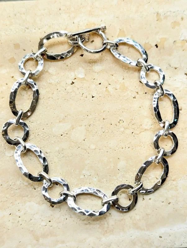 Sterling Silver Hammered Link Bracelet