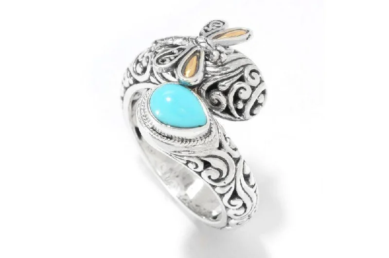 Sapphire inlay rings-Sapphire inlay rings-Bayapa Ring- Turquoise