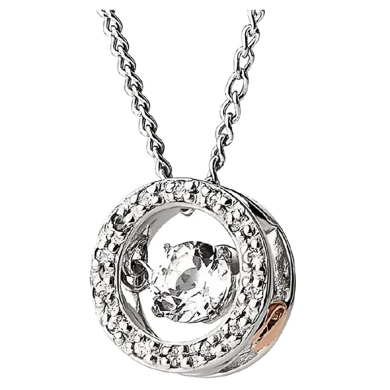 Silver & 9ct Rose Gold National Treasure Swarovski Crsytal & White Topaz Pendant