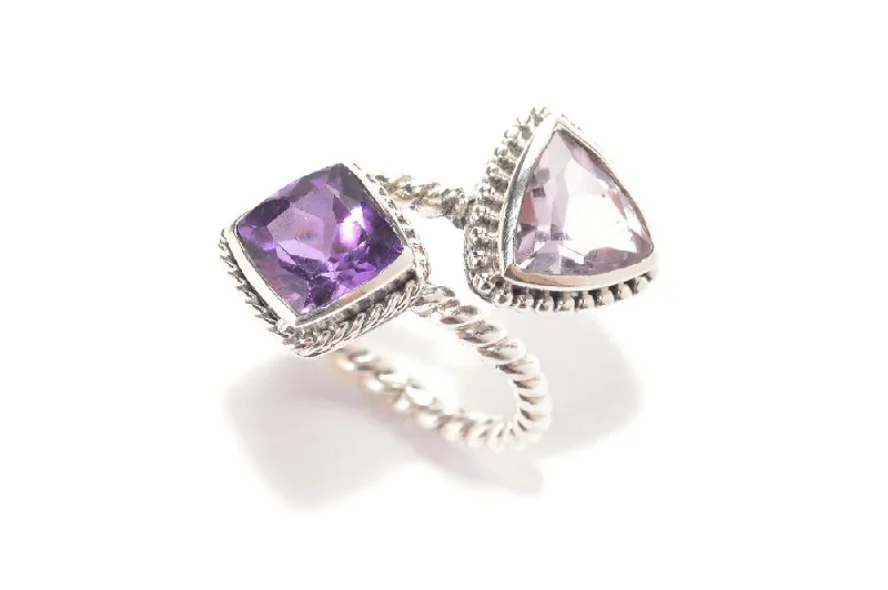 Worn texture rings-Worn texture rings-Una Una Ring- Amethyst