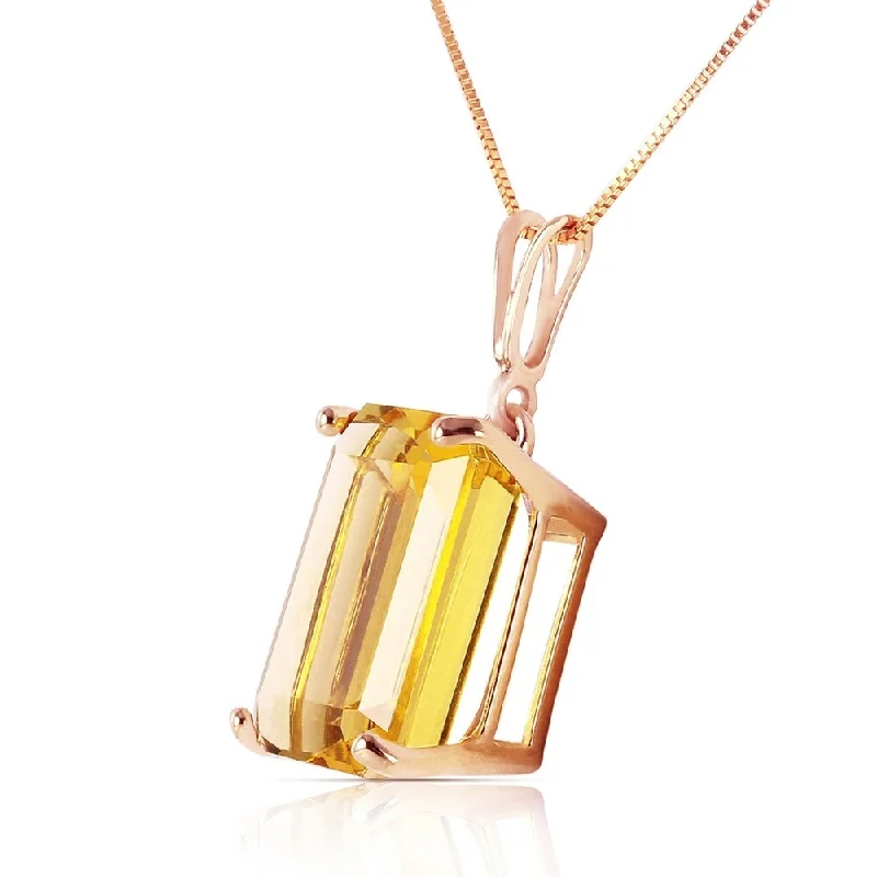 Bead-twisted necklaces-14K Solid Rose Gold Necklace with Octagon Citrine