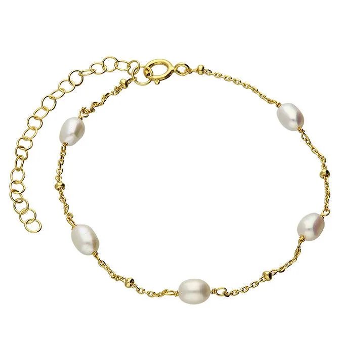 14ct Gold Vermeil and Silver Bracelet with Freshwater Pearls