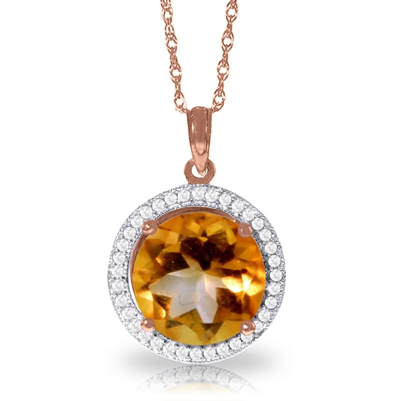 Soft silk necklaces-6.2 Carat 14K Solid Gold Natural Diamond Citrine Gemstone Necklace