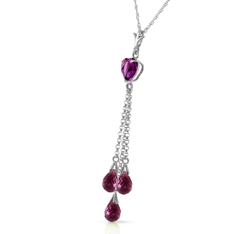 Bali style necklaces-4.75 CTW 14K Solid White Gold Much Tenderness Amethyst Necklace