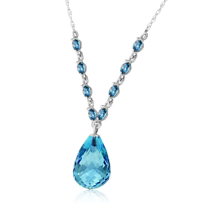 Subtle filigree necklaces-11.5 Carat 14K Solid White Gold Midstream Blue Topaz Necklace