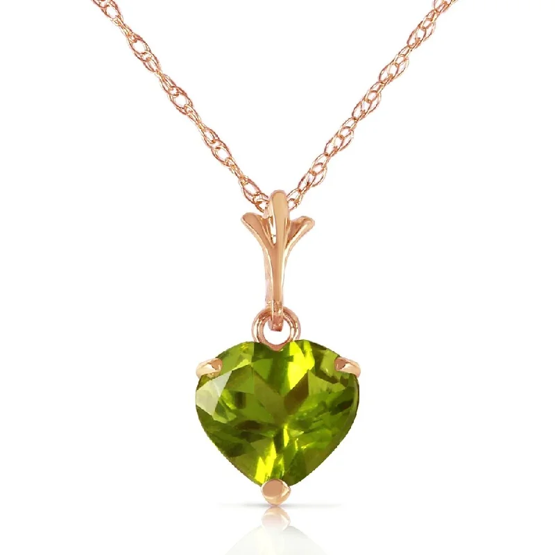 Yarn tassel necklaces-1.15 Carat 14K Rose Gold Proud Heart Peridot Necklace