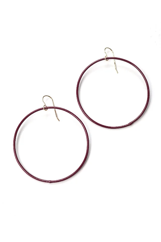 Flat badge earrings-Large Evident Earrings in Lush Burgundy