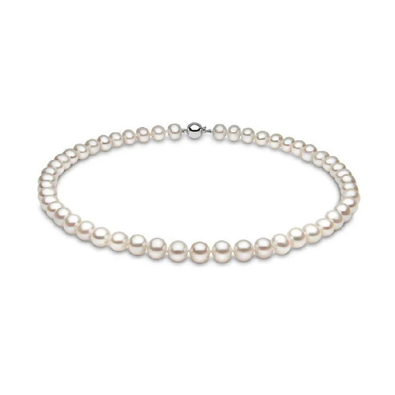 8.0-8.5mm Cultured Freshwater Pearl Necklace with 9ct White Gold Ball Clasp