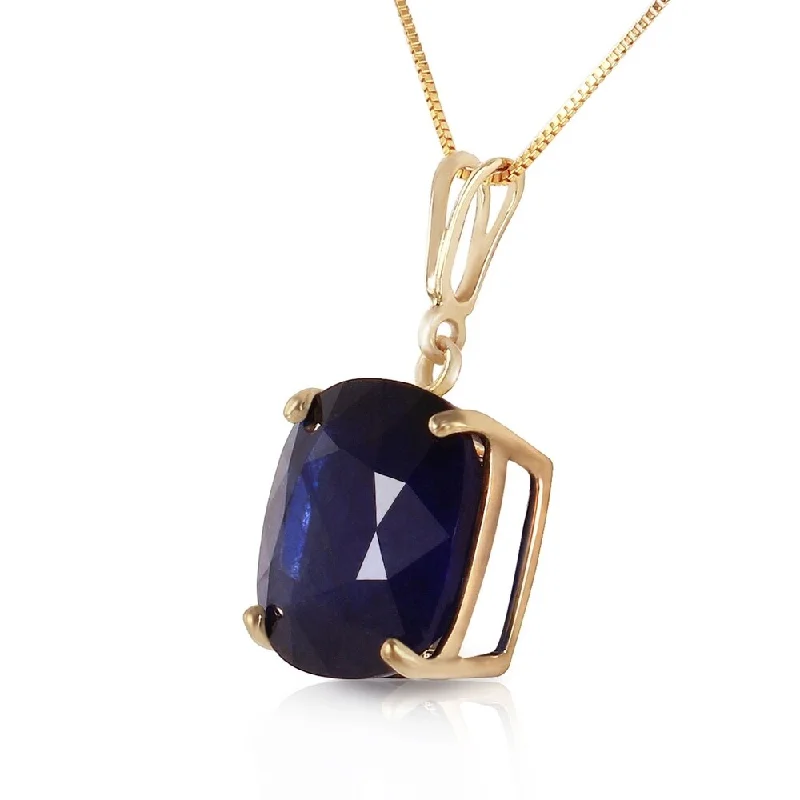 Cord fringe necklaces-4.83 Carat 14K Solid Gold Necklace Cushion Shape Sapphire