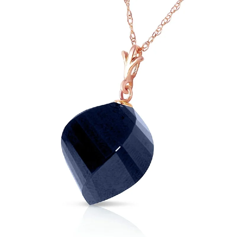 Silk cord necklaces-15.25 Carat 14K Solid Rose Gold Necklace Twisted Briolette Sapphire