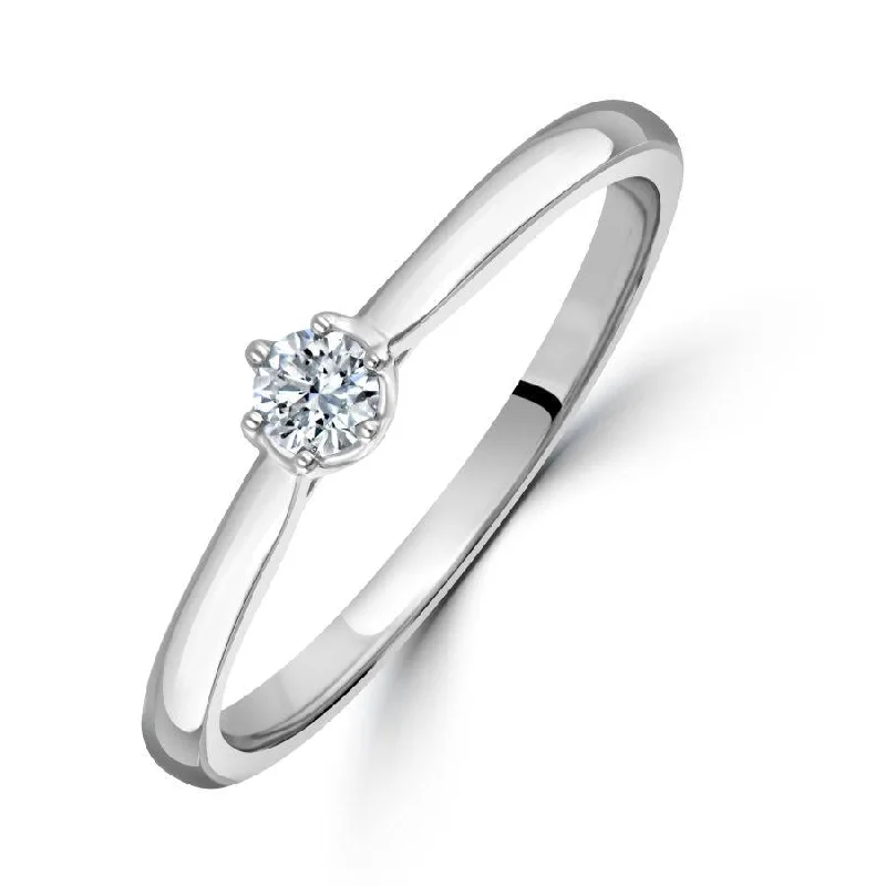 0.10ct Round Brilliant Cut Diamond Solitaire 18ct White Gold Ring